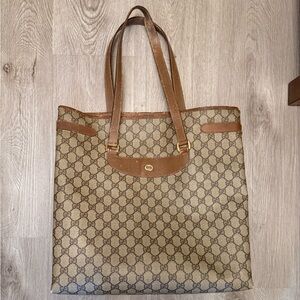 Vintage Gucci Tan and Brown Signature Tote